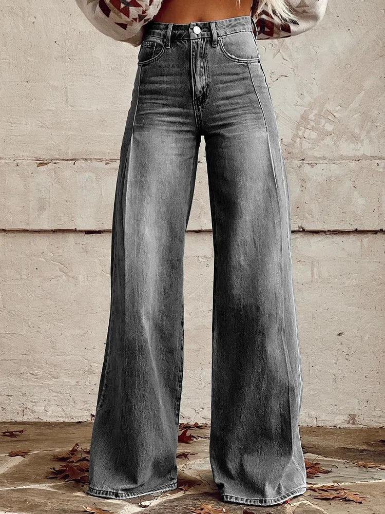 Casual Grey Wide Leg Pants