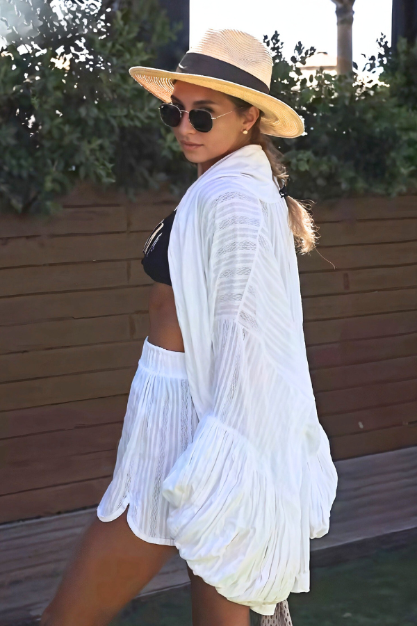 Elegant Puff Sleeve Robes With High Waist Shorts Set