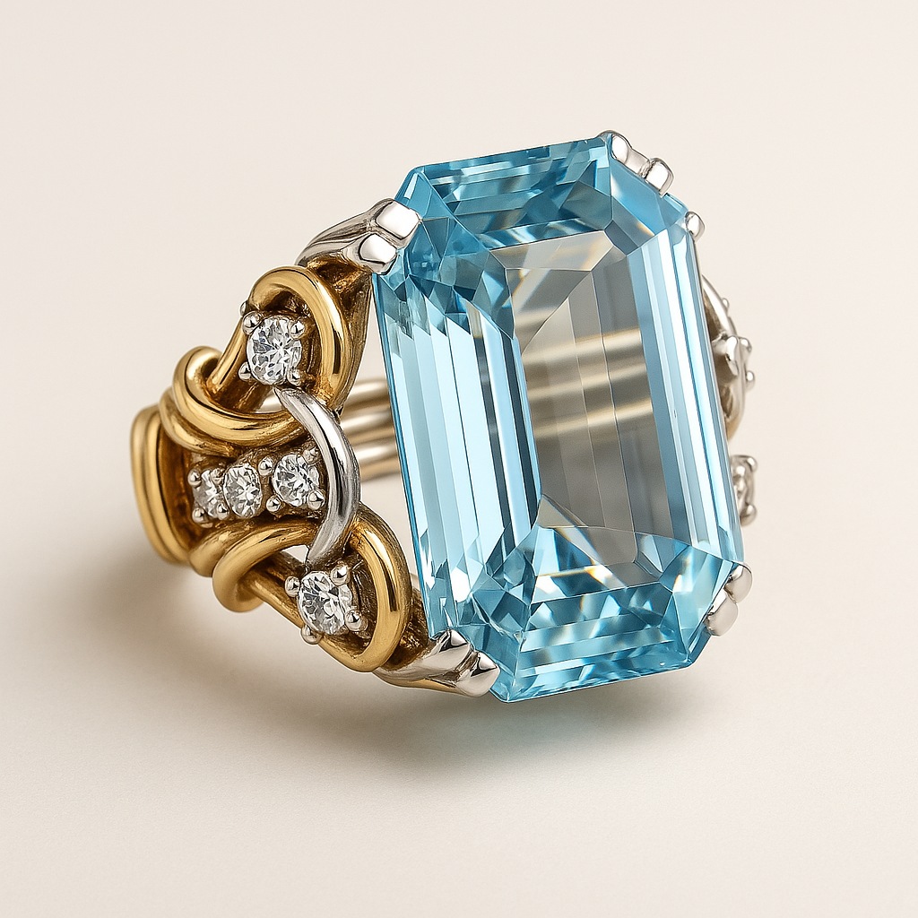 Vintage Blue Zircon Statement Ring