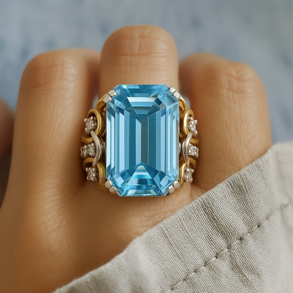 Vintage Blue Zircon Statement Ring