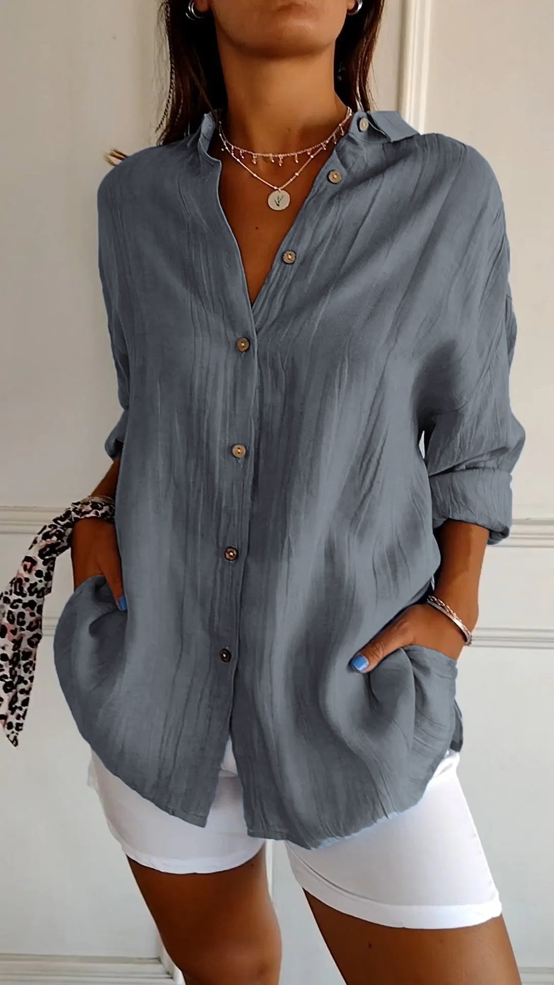Elegant Solid Color Commuter Blouse
