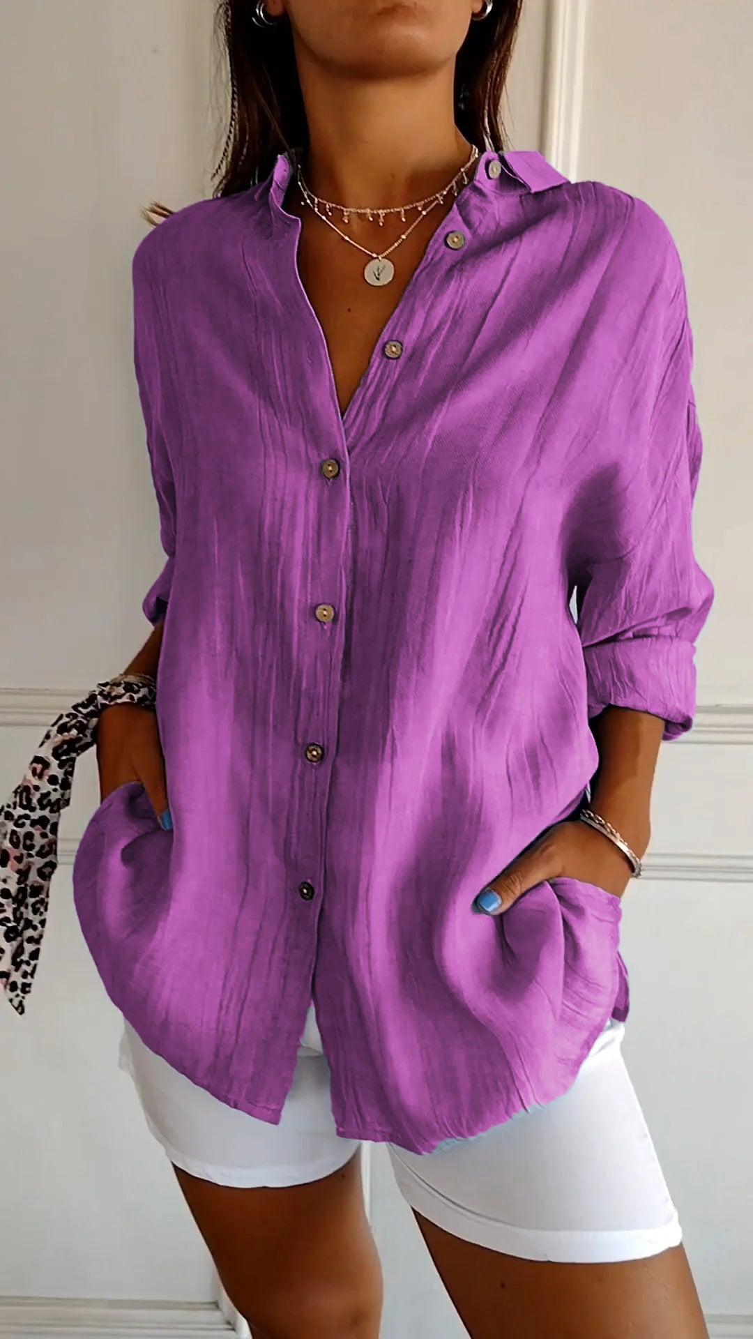 Elegant Solid Color Commuter Blouse