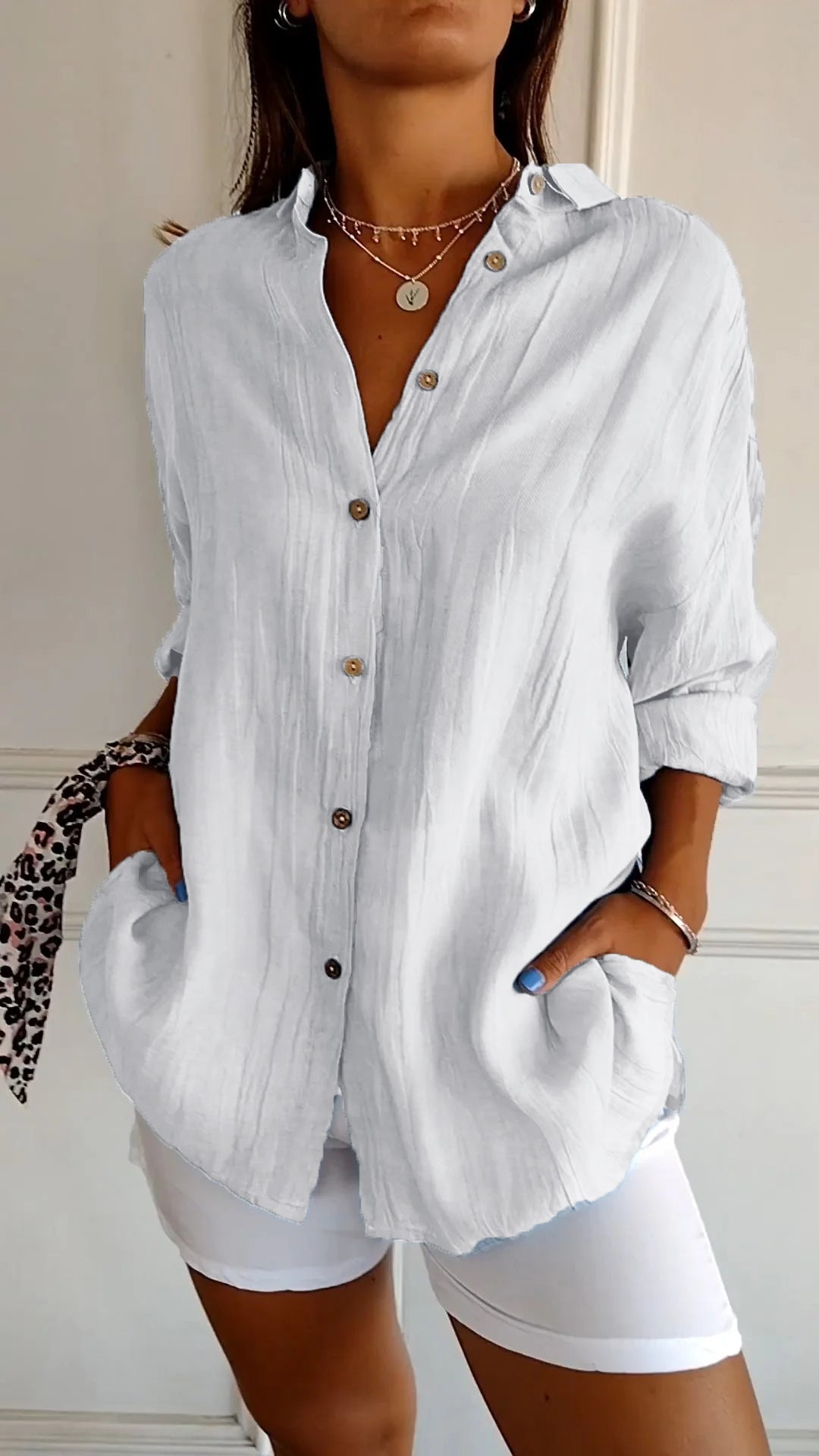 Elegant Solid Color Commuter Blouse